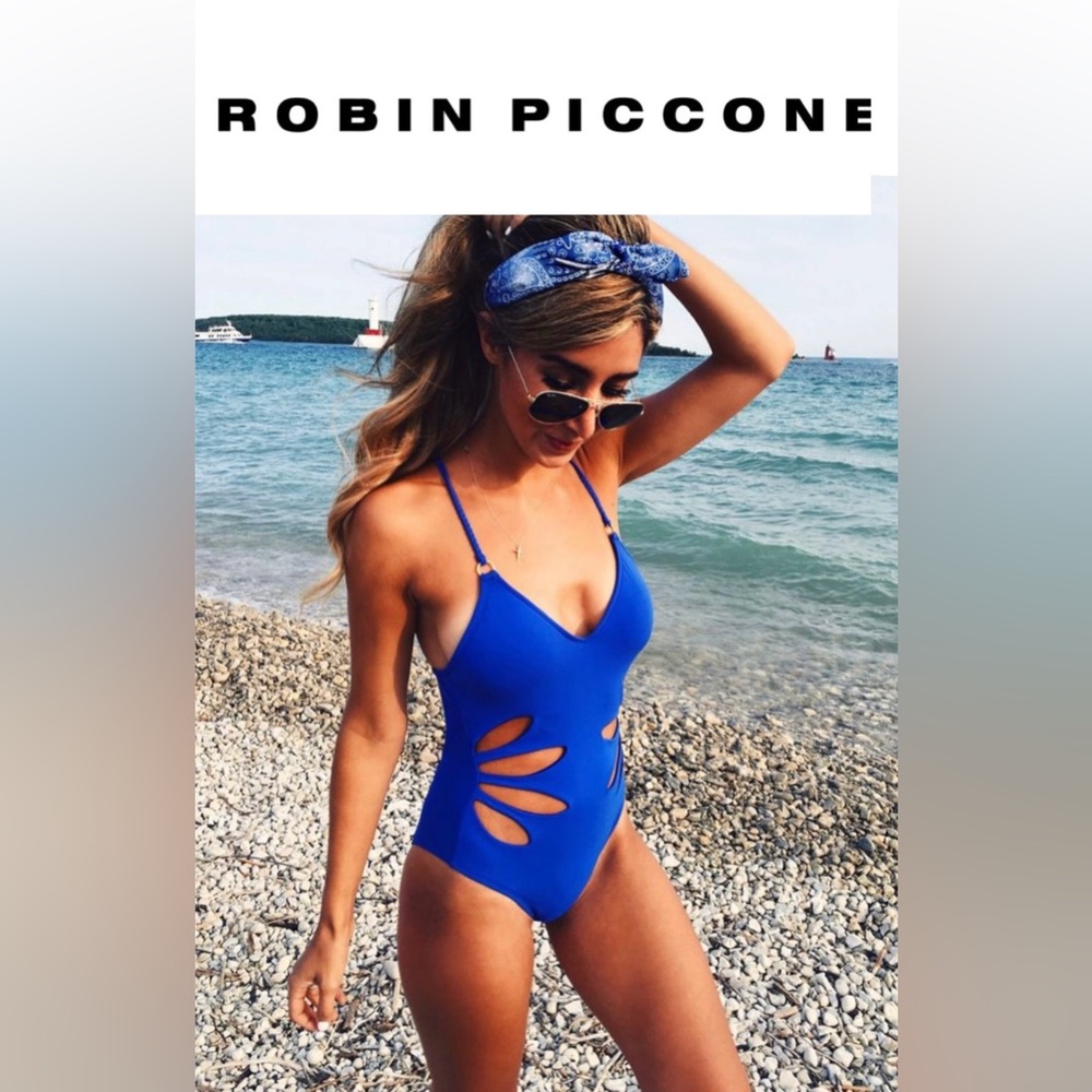 Robin Piccone Electric Blue Cutout One-Piece Swimsuit